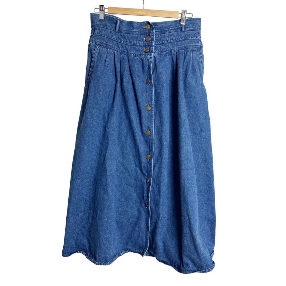 Denim Button Down Skirt Cottagecore Prairie Western Retro Indie 90s Layered